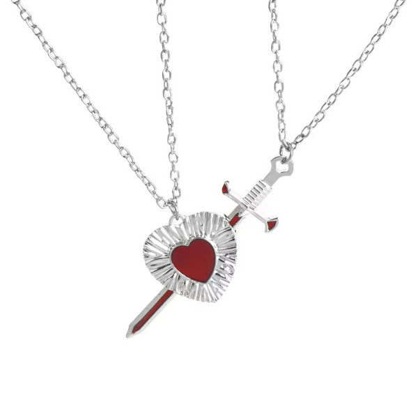 Collier Couple Coeur et Épée