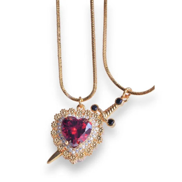 Collier Couple Coeur Épée