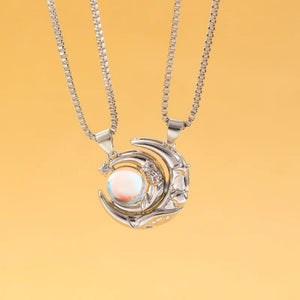 Collier Couple Lune Soleil Perle