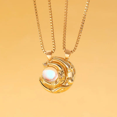 Collier Couple Lune Soleil Perle