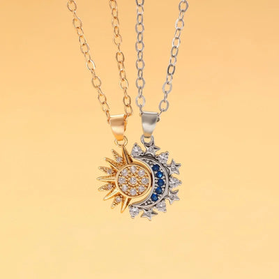 Collier Couple Lune Soleil Pierres
