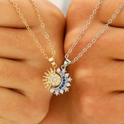 Collier Couple Lune Soleil Pierres