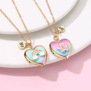 Collier Meilleure Amie Coeur Arc en Ciel