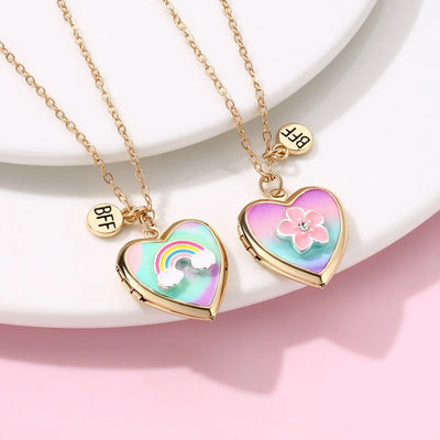 Collier Meilleure Amie Coeur Arc en Ciel