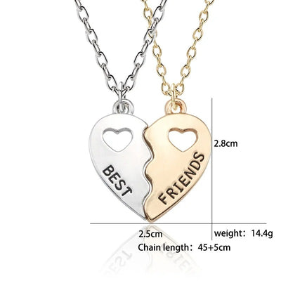 Collier Meilleure Amie Coeur Bicolore