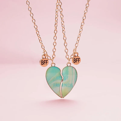 Collier Meilleure Amie Coeur Bleu