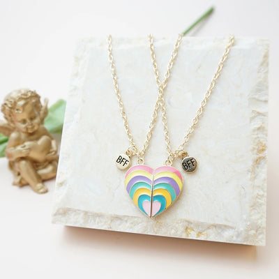 Collier Meilleure Amie Coeur Multicolore