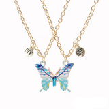 Collier Meilleure Amie Papillon Bleu