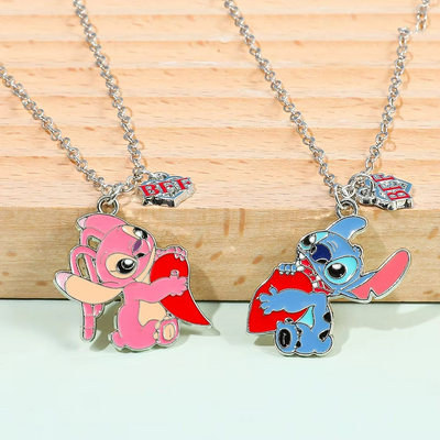 Collier Meilleure Amie Stitch Angel Coeur BFF