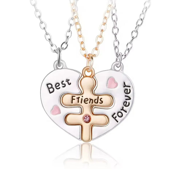 Collier Trois Meilleures Amies Coeur