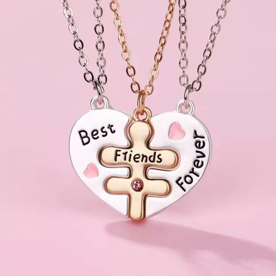 Collier Trois Meilleures Amies Coeur