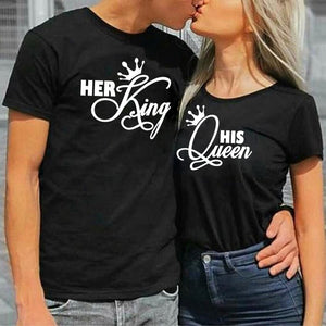 Tee Shirt pour Couple His Queen Her King