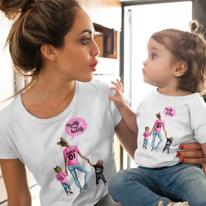 T Shirt Mère Fille Deux Enfants