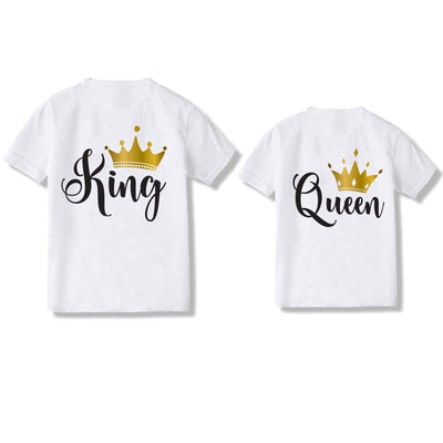 Tee Shirt Couple Queen King Couronne Or