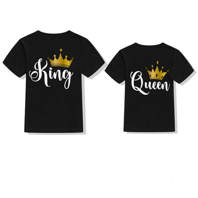 Tee Shirt Couple Queen King Couronne Or