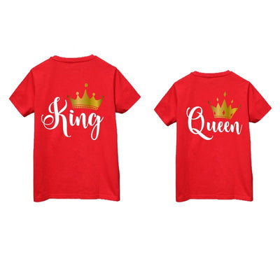 Tee Shirt Couple Queen King Couronne Or
