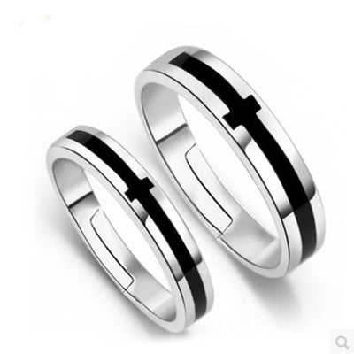 Bague Couple Croix Noire