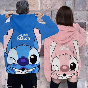 Sweat Couple Stitch Bleu Rose