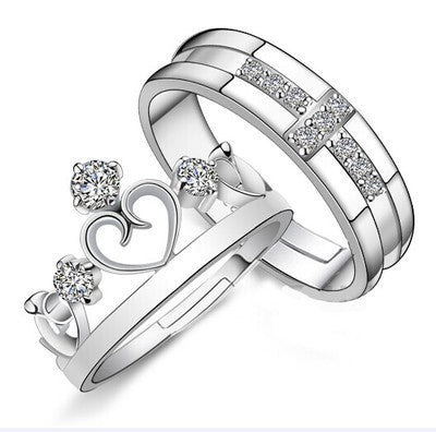 Bague Couple Croix Couronne