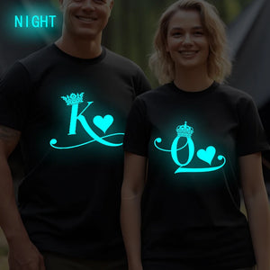 T Shirt Couple King Queen Coeur