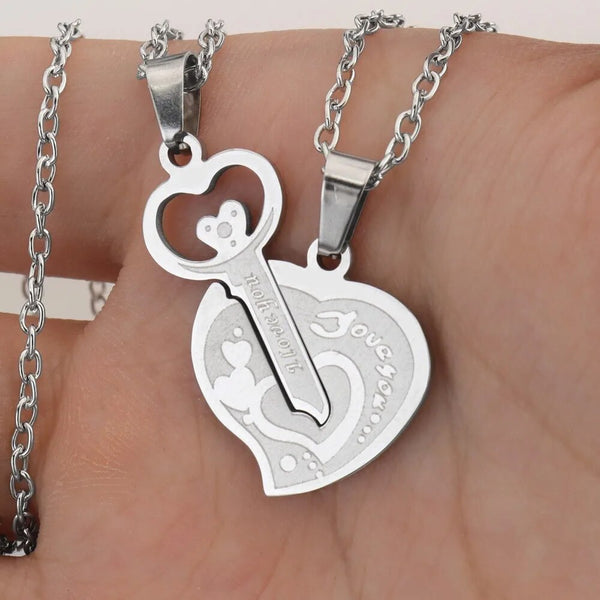 Collier Couple Coeur Clé LOVE