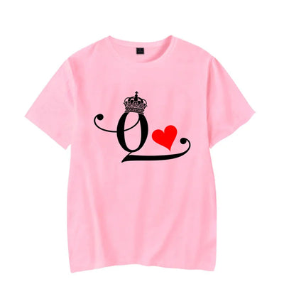 T Shirt Couple King Queen Coeur