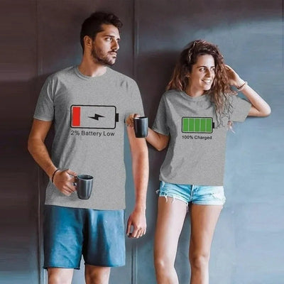 T Shirt Couple Batteries