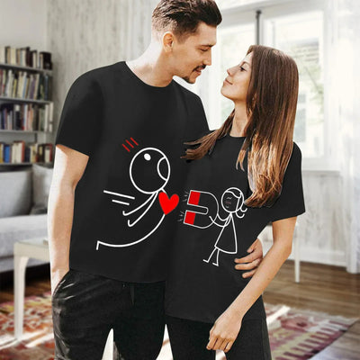T Shirt Couple Cœur Magnétique