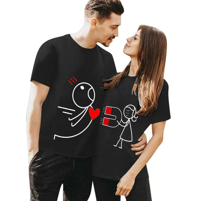 T Shirt Couple Cœur Magnétique
