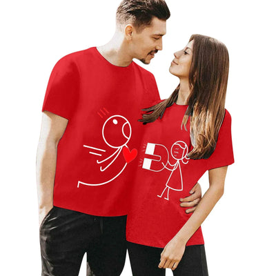 T Shirt Couple Cœur Magnétique