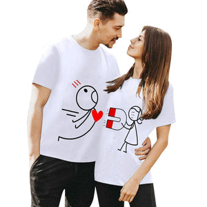 T Shirt Couple Cœur Magnétique