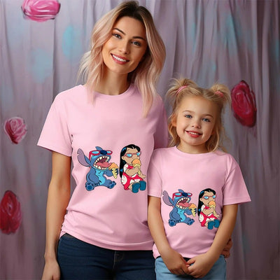T Shirt Mère Fille Lilo Stitch Glace