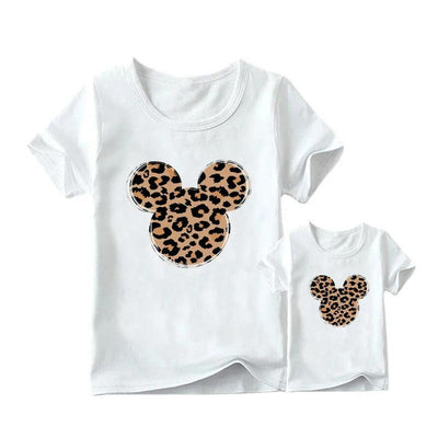 T Shirt Mère Fille Minnie Imprimé Animal