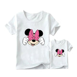 T Shirt Mère Fille Minnie Mouse Noeud Rose