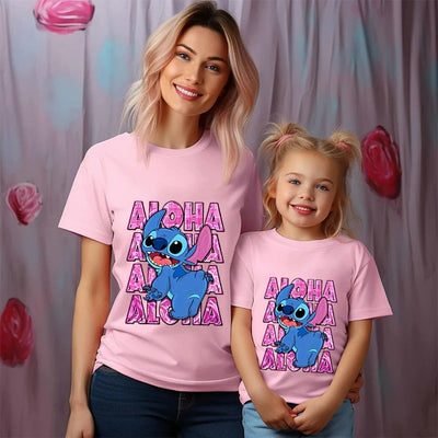 T Shirt Mère Fille Stitch ALOHA
