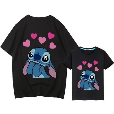 T Shirt Mère Fille Stitch Coeur