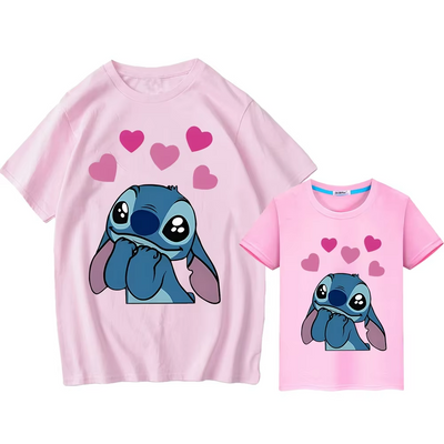 T Shirt Mère Fille Stitch Coeur