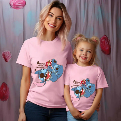 T Shirt Mère Fille Stitch Joyeux