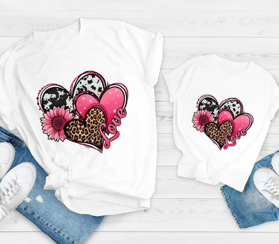 T Shirt Maman Fille Trois Cœurs