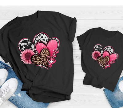 T Shirt Maman Fille Trois Cœurs