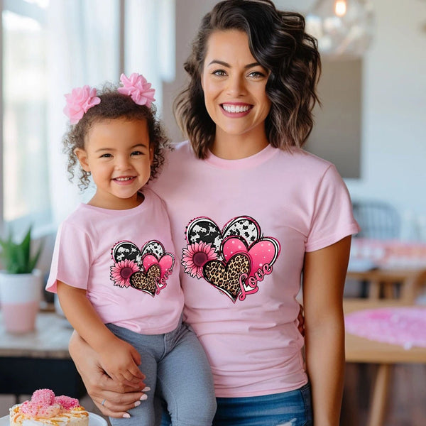 T Shirt Maman Fille Trois Cœurs