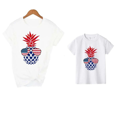 T Shirt Maman Fille Ananas Américain