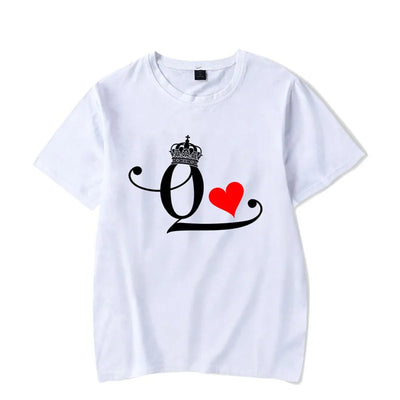 T Shirt Couple King Queen Coeur