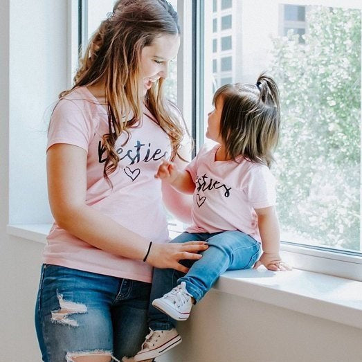 T Shirt Maman Fille Coeur Besties