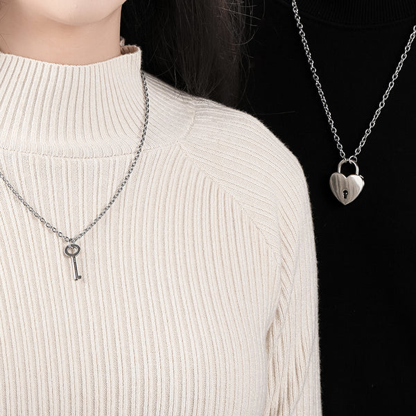 Collier Couple Coeur et Clé