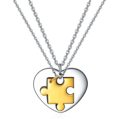 Collier Couple Coeur Puzzle Séparable