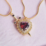 Collier Couple Coeur Épée
