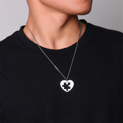 Collier Couple Coeur Puzzle Séparable