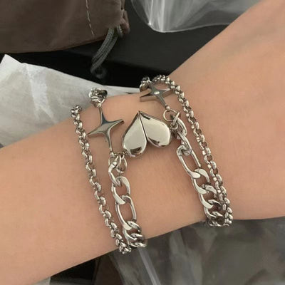 Bracelet Couple Coeur Double
