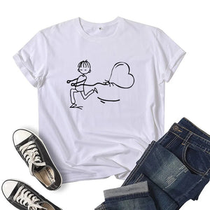 T Shirt Couple Garçon Fille Coeur